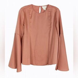 For The Republic Pink Satin Bell Sleeve Blouse | Size Small NWT
